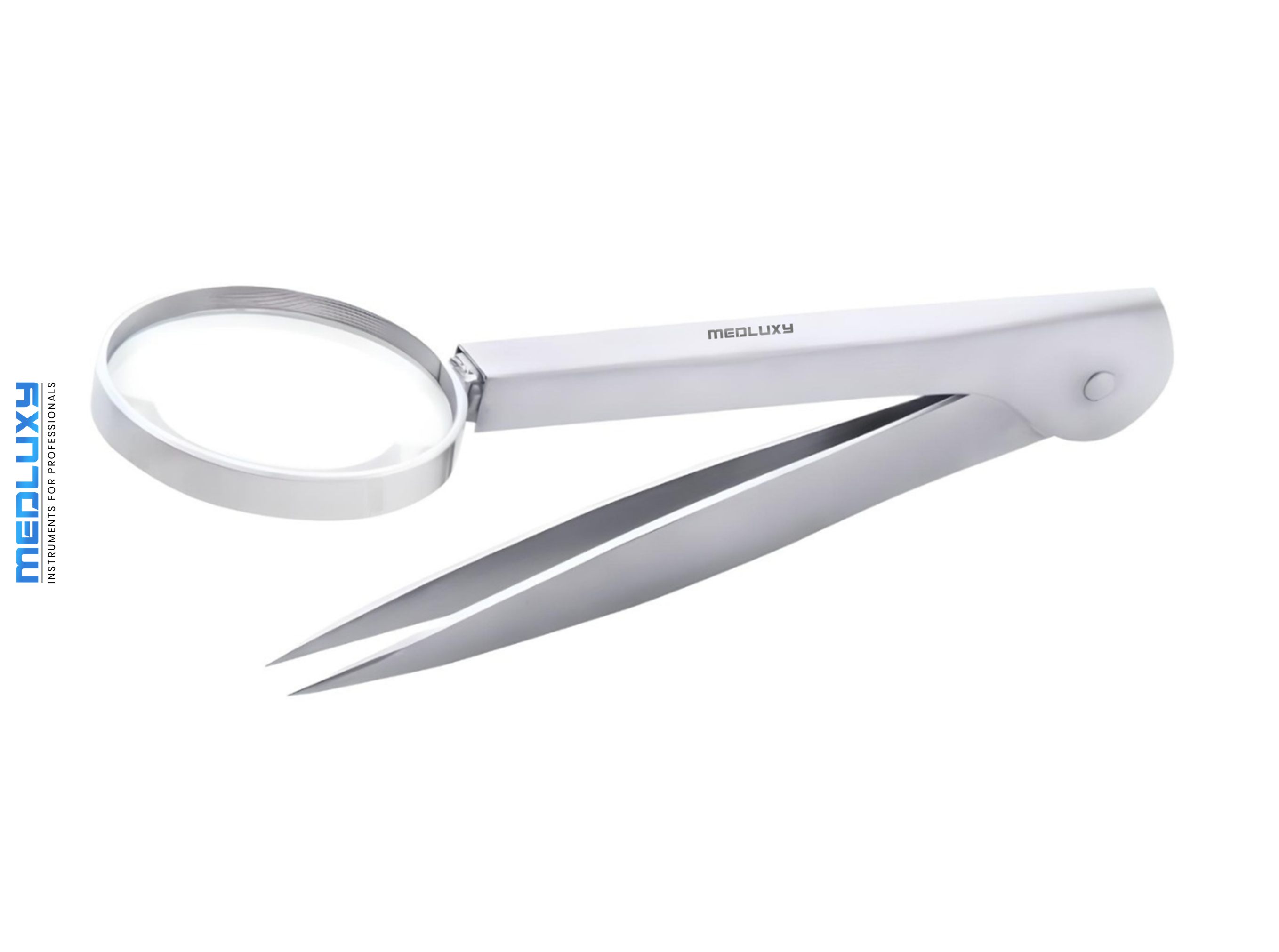 Medluxy - Splinter Tweezers with Magnifying Glass (adjustable magnifying glass) - Straight - Fine point - 11 cm (splinter tweezers, hobby, beauty, jewelry)